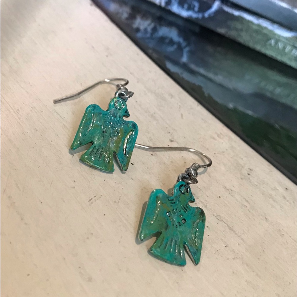 Turquoise Thunderbird Dangle Earrings